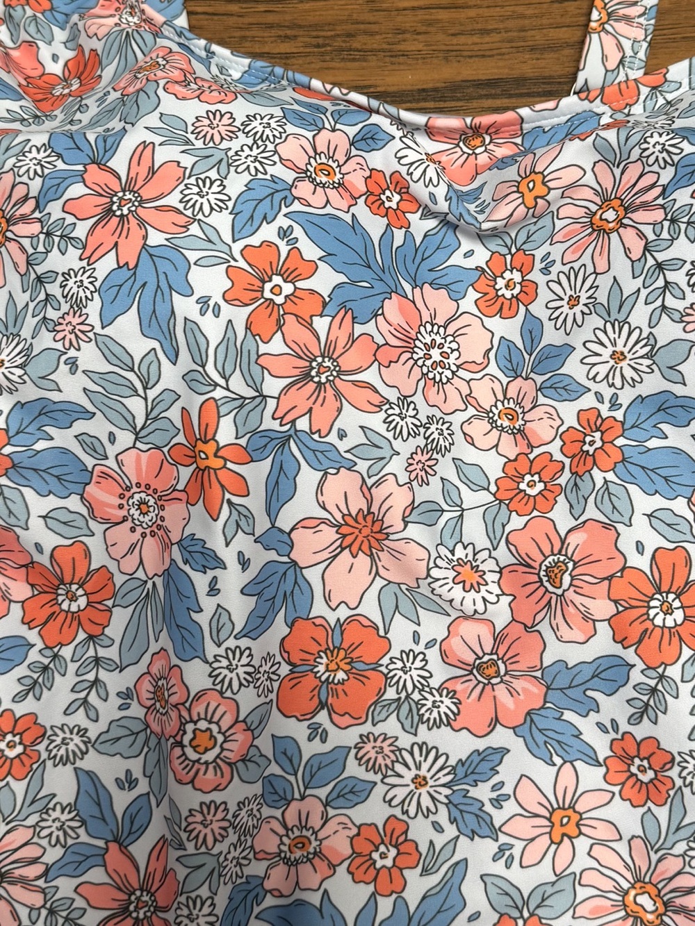 EoMenie Floral Print One-Piece Swimsuit bra built in Coral & Blue Womens 18W NWT - Picture 3 of 11